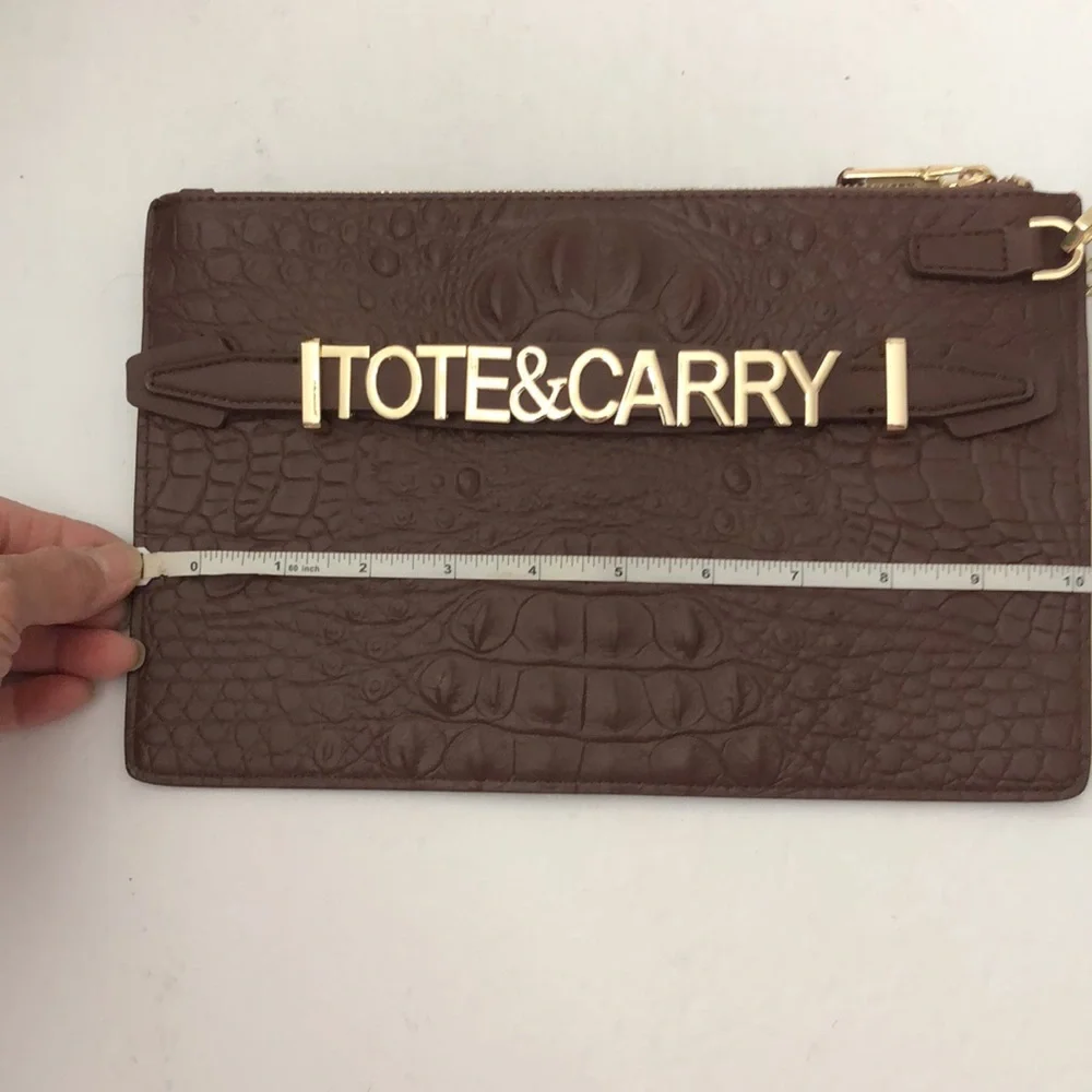 TOTE& CARRY BROWN APOLLO CLUTCH BAG WOMENS SIZE L